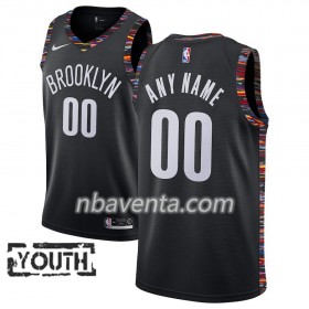 Camiseta Niños Brooklyn Nets Personalizadas 2018-19 Nike City Edition Negro Swingman